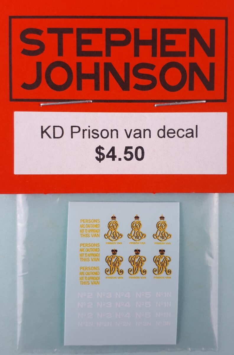 KD Prison van decals Stephen Johnson Models